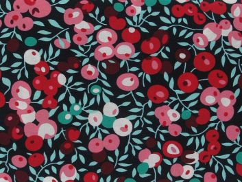 Red Berry Cotton Print, Navy