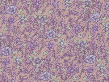Retro Floral Polycotton, Peach