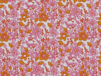 Retro Floral Polycotton, White