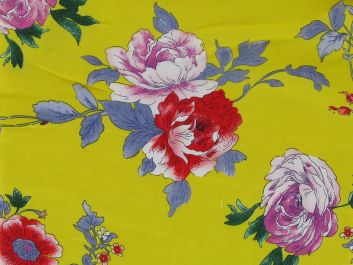 Rose Blossom Viscose Print, Yellow