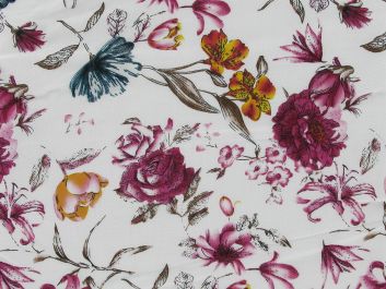 Rose Garden Viscose Print, White
