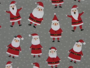 Santa Smiles Christmas Polycotton, Silver