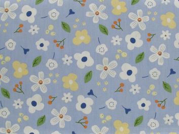 Scatter Flora Cotton Print, Light Blue