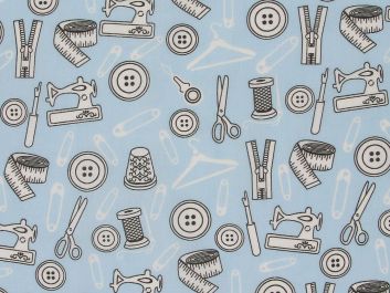 Sewing Studio Polycotton Print, Sky