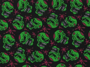 Skull Splat Polycotton Print, Green