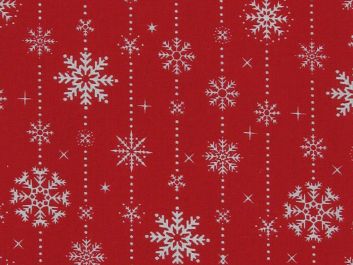 Snowflake Stripe Polycotton Print, Red
