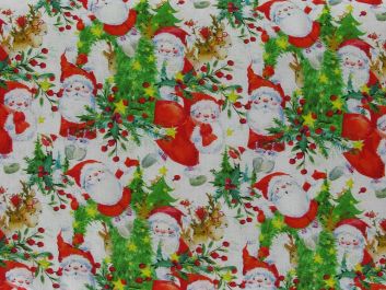 Snowman Santa Cotton Print