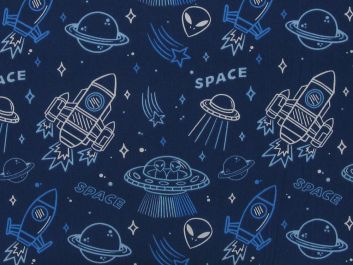 Space Jam Polycotton Print, Blue