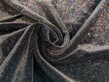 Spandex Plush Stretch Velour, Glitter Rainbow
