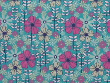 Stem Garden Cotton Print, Turquoise