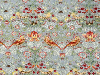 Strawberry Thief Cotton Print, Silver