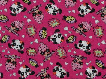 Summer Panda Polyester Jersey, Cerise