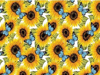Sunflower Butterflies Cotton Print