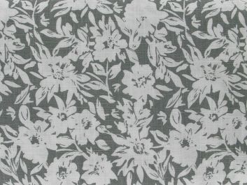 Sunflower Garden Printed Rayon Linen Print, Grey