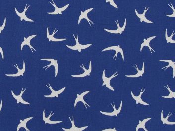 Swooping Swallows Cotton Poplin Print, Royal