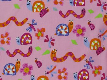 Tiny Friends Printed Cotton, Pink