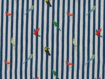 Tropical Bird Stripe Cotton Poplin Print
