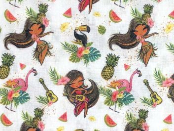 Tropical Troupe Cotton Print, Hula
