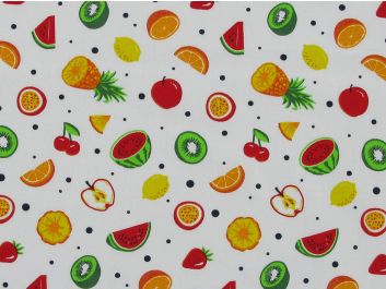 Tutti Fruiti Cotton Poplin Print, White