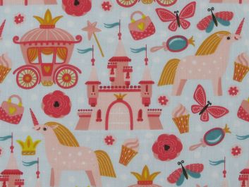 Unicorn Castle Polycotton Print, Sky