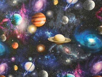 Universe Digital Cotton Print, Planets