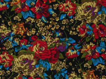 Vibrant Rose Printed Needlecord, Red