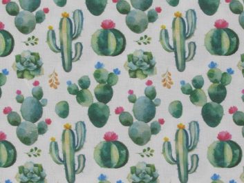 Watercolour Cactus Garden Cotton Print