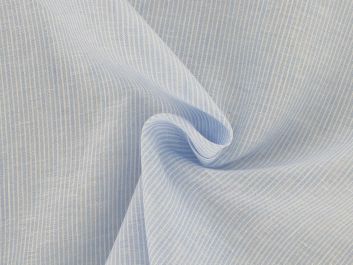Wicklow Yarn Dyed Irish Linen Narrow Stripe, Light Blue