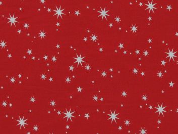 Winter Stars Polycotton Print, Red