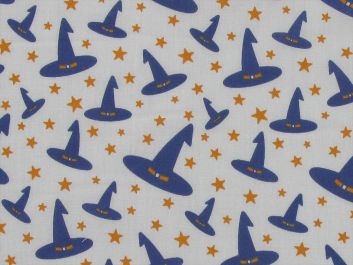 Witches Hat Polycotton Print, White
