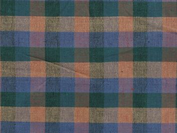 Woven Noile Silk Multi Check, Peach and Green